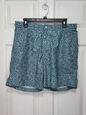 Trunk Surf & Swim Men Blue Abstract Print Swimming Trunks Shorts Size Medium